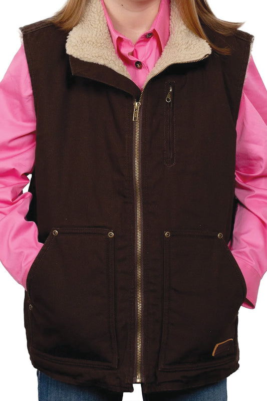 Just Country Diamantina Sherpa Vest - Unisex - Chocolate