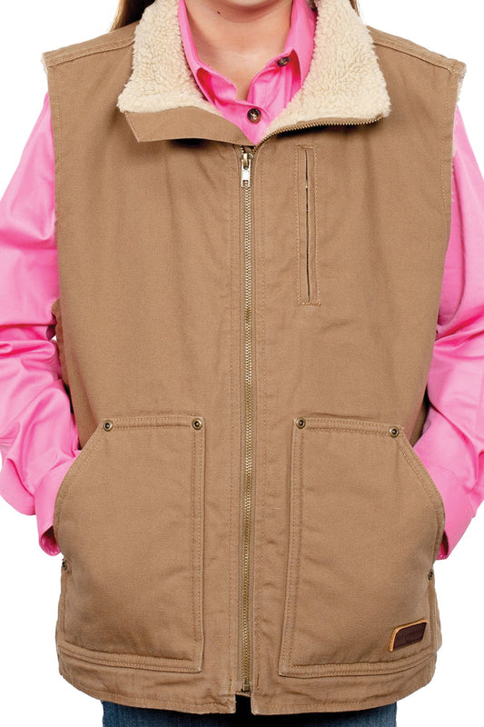 Just Country Diamantina Sherpa Vest - Unisex - Khaki