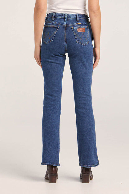 Wrangler "Classic" (Womens) W/091041/FV2 - Mid Waist Bootcut Jeans (Dark Stone Indigo)