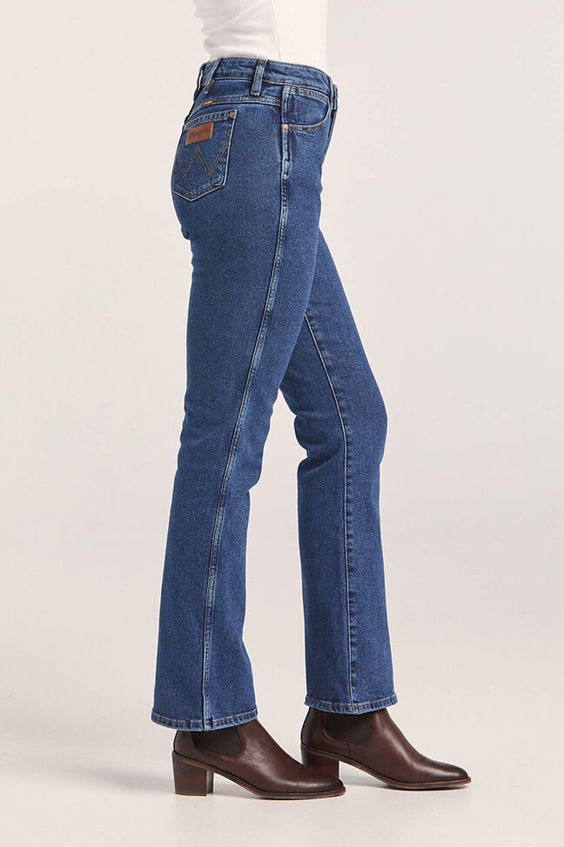 Wrangler "Classic" (Womens) W/091041/FV2 - Mid Waist Bootcut Jeans (Dark Stone Indigo) - 5% Off - Chainsaw Mates Rates