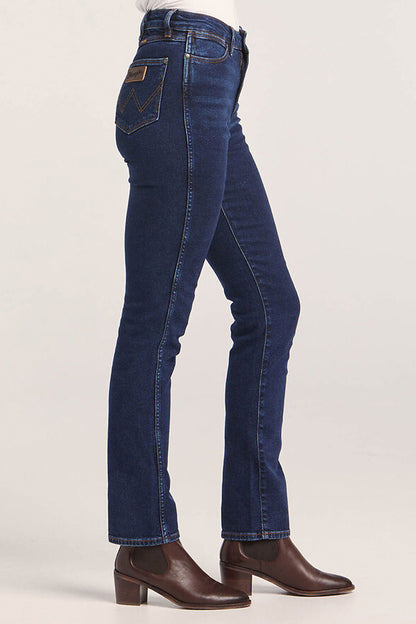 Wrangler "Classic" (Womens) W/091043/NT2 - Mid Waist Straight Jeans (Dark Stone Indigo)