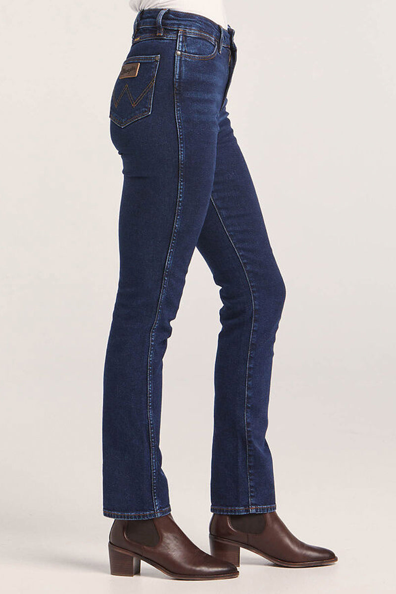 Wrangler "Classic" (Womens) W/091043/NT2 - Mid Waist Straight Jeans (Dark Stone Indigo) - 5% Off - Chainsaw Mates Rates