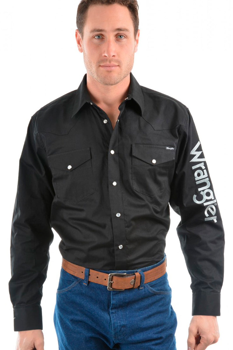 Wrangler Logo Rodeo (Mens) XCP1116020 - Long Sleeve Shirt (Black)
