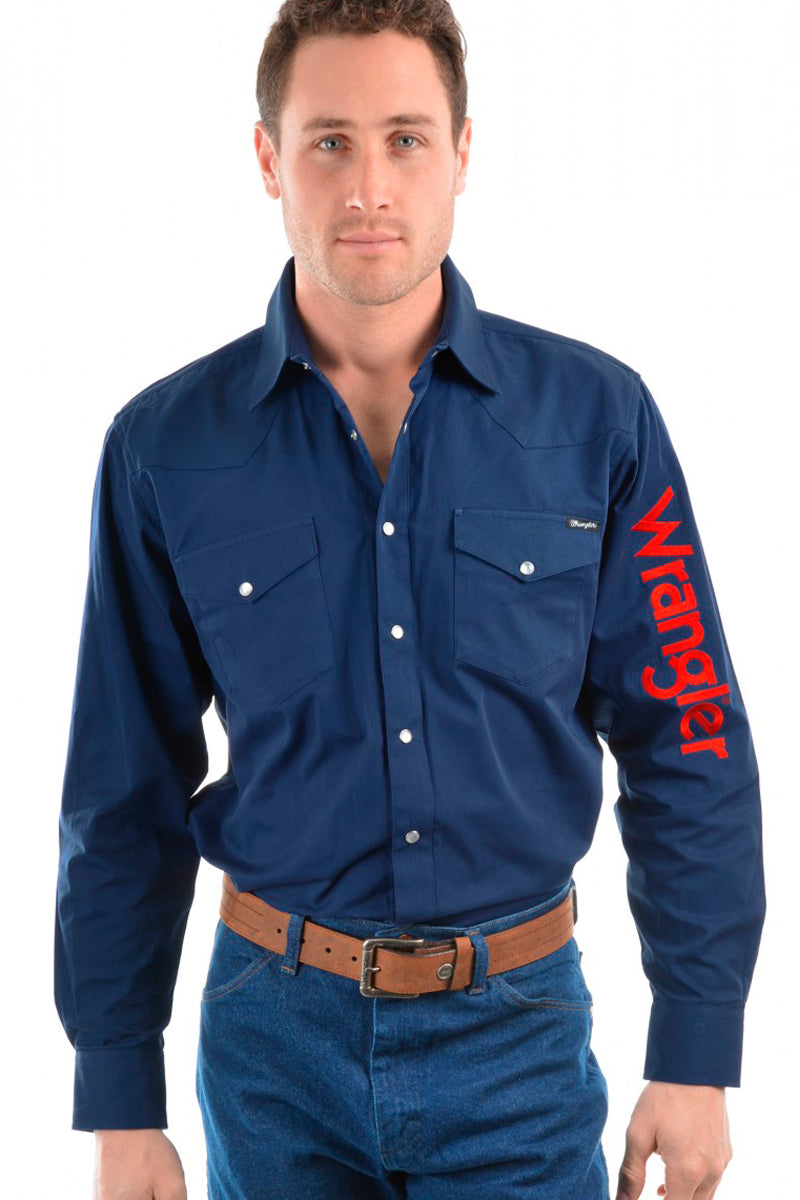 Wrangler Logo Rodeo (Mens) XCP1116020 - Long Sleeve Shirt (Navy)