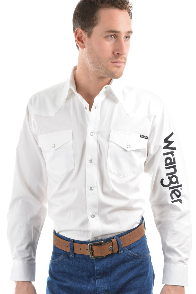 Wrangler Logo Rodeo (Mens) XCP1116020 - Long Sleeve Shirt (White)