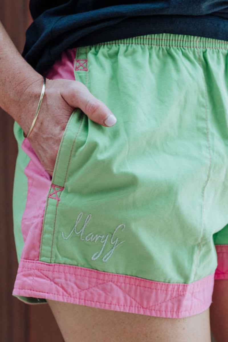 MaryG Grown Here (Womens) Old School Shorts (Apple | Musk Panel) 5% Off - Chainsaw Mates Rates