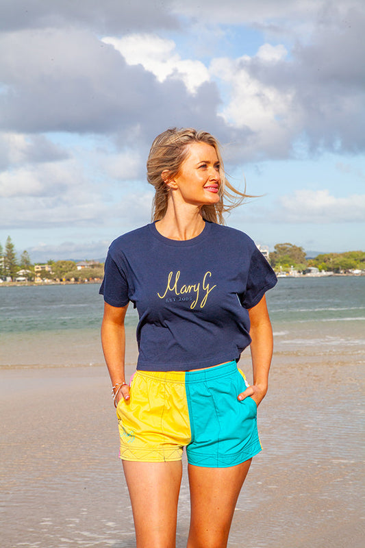 MaryG (Womens) Crop Top (Navy)