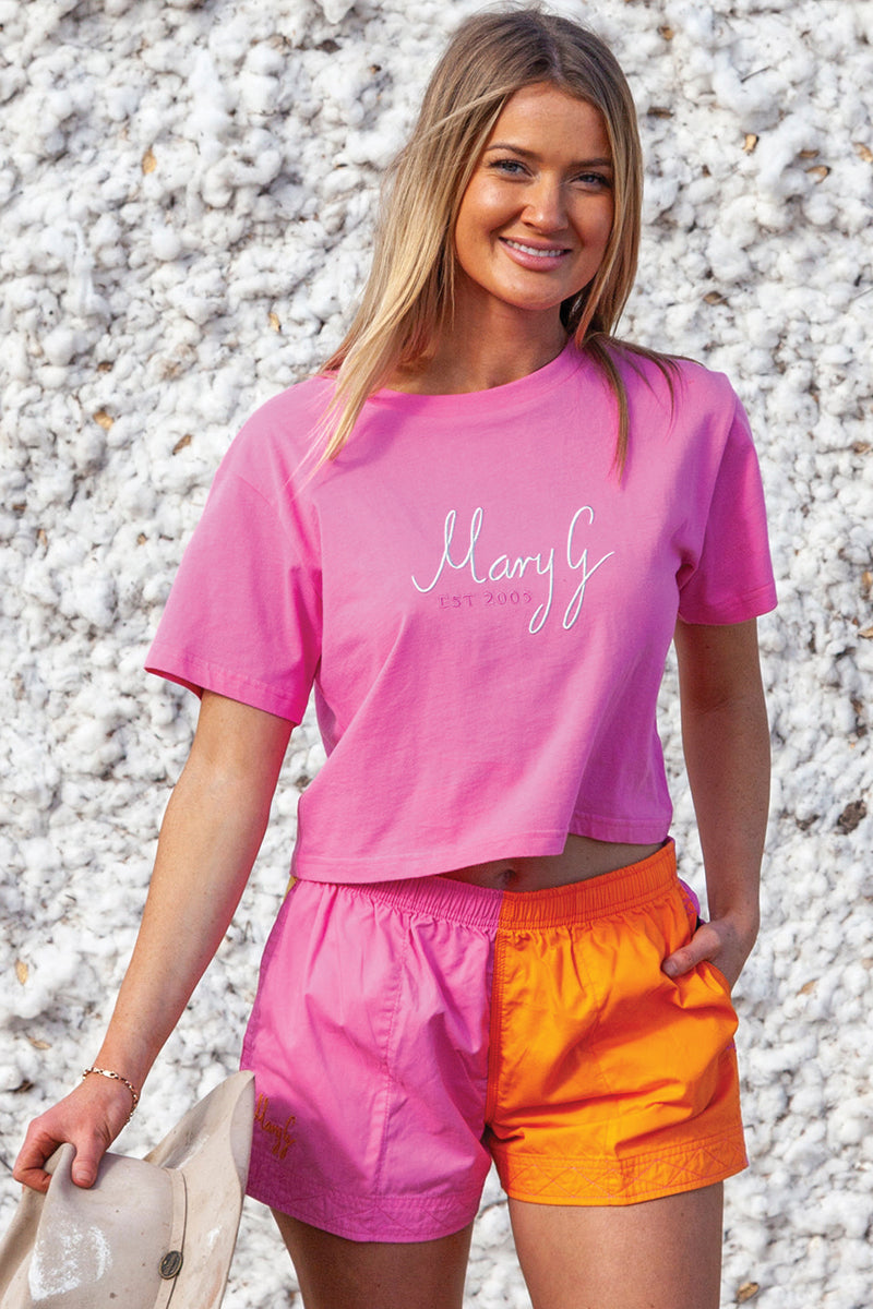 MaryG Grown Here (Womens) Old School Harlequin Shorts (Musk | Tangerine | Sunflower)