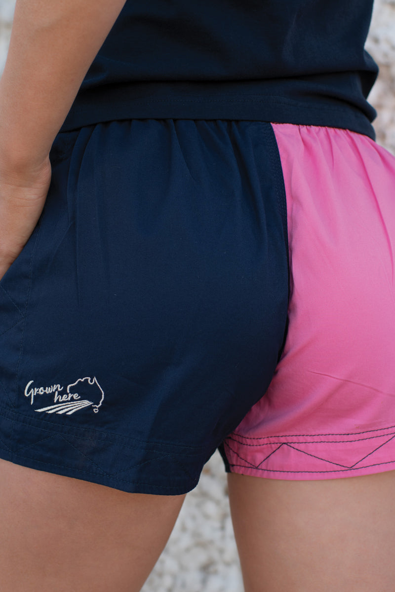 MaryG Grown Here (Womens) Old School Harlequin Shorts (French-Navy | Musk)
