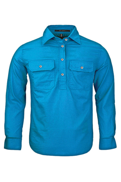 Pilbara (Kids) RM400CF - Closed Front Long Sleeve Shirt (Azure)