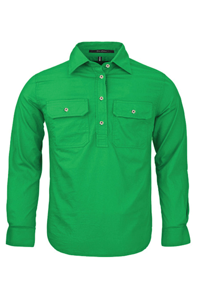 Pilbara (Kids) RM400CF - Closed Front Long Sleeve Shirt (Emerald)