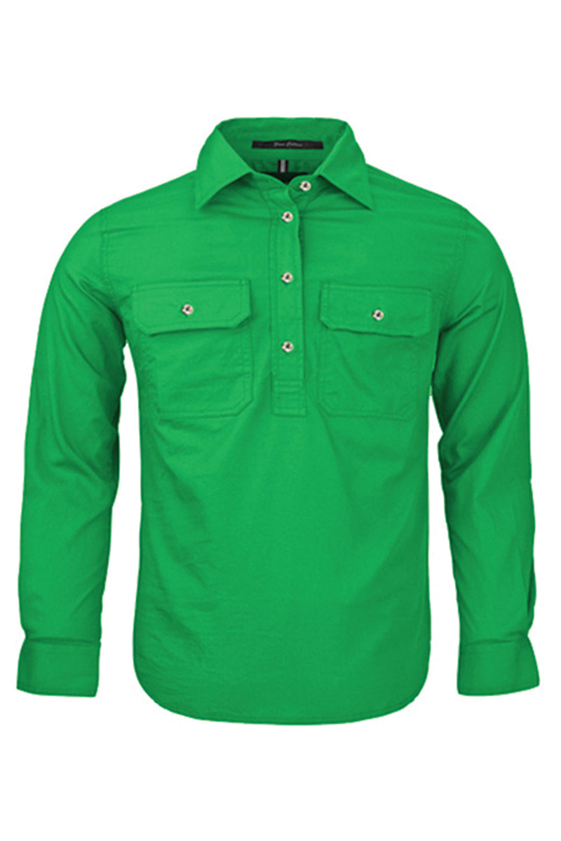 Pilbara (Kids) RM400CF - Closed Front Long Sleeve Shirt (Emerald) - 5% Off - Chainsaw Mates Rates