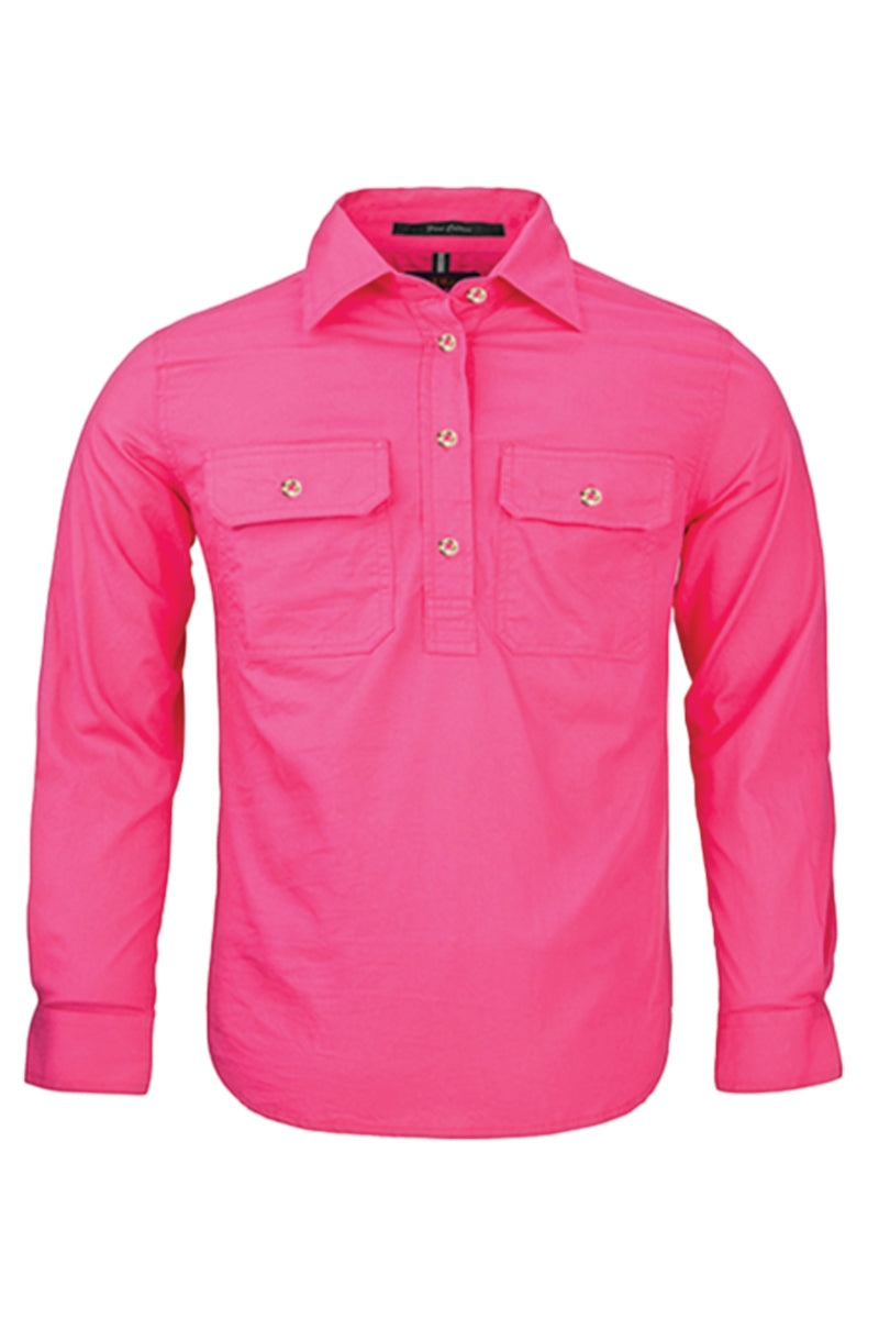 Pilbara (Kids) RM400CF - Closed Front Long Sleeve Shirt (Hot-Pink) - 5% Off - Chainsaw Mates Rates