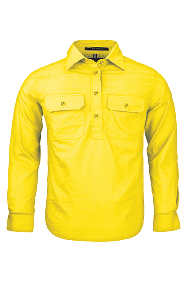Pilbara (Kids) RM400CF - Closed Front Long Sleeve Shirt (Lemon)