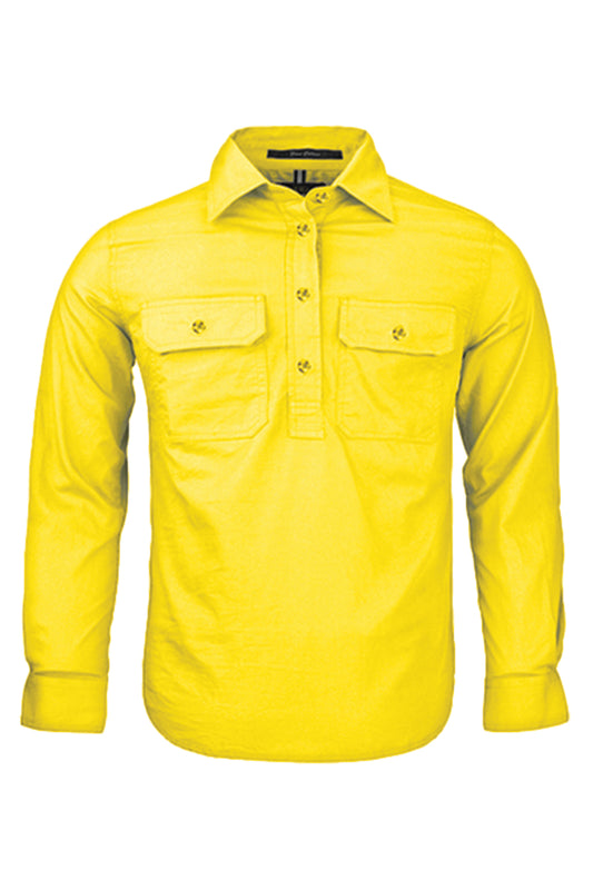 Pilbara (Kids) RM400CF - Closed Front Long Sleeve Shirt (Lemon)