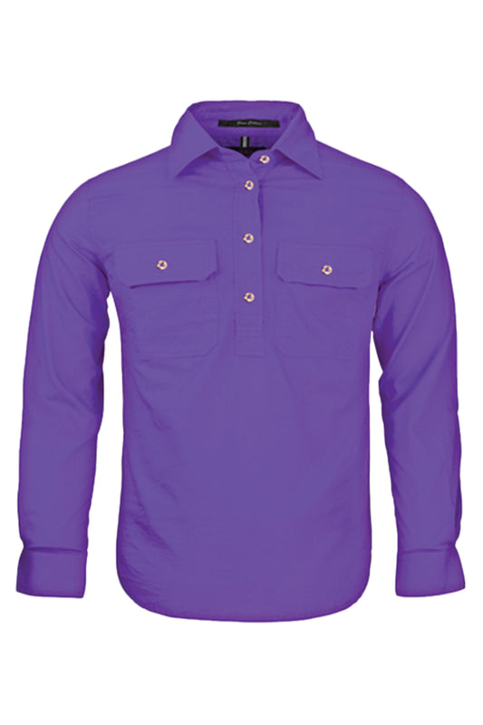 Pilbara (Kids) RM400CF - Closed Front Long Sleeve Shirt (Purple)