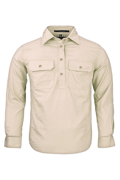 Pilbara (Kids) RM400CF - Closed Front Long Sleeve Shirt (Stone)