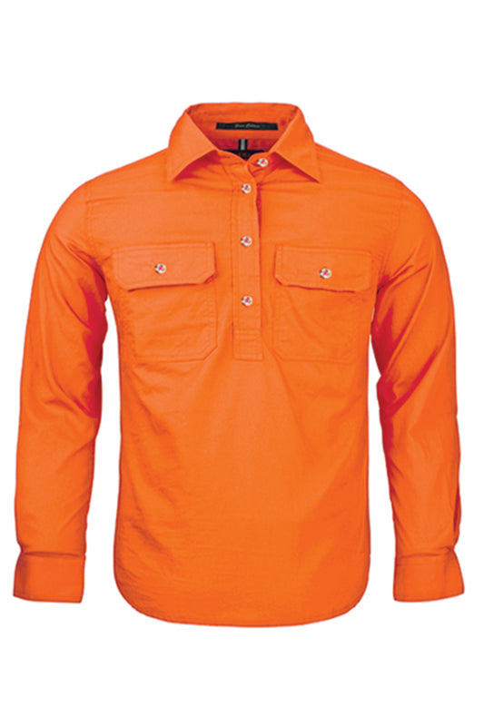 Pilbara (Kids) RM400CF - Closed Front Long Sleeve Shirt (Tangerine)